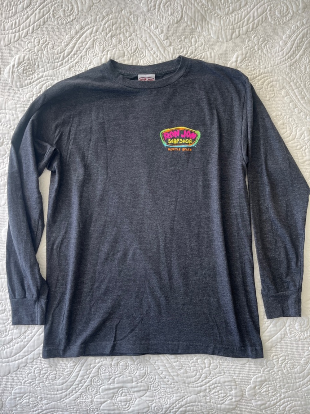 Ron Jon Gray Tee with Neon Logo Label